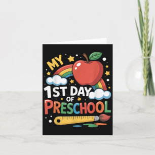 Cartão Meu Primeiro Dia De Pré-Escola Divertido Arco-Íris