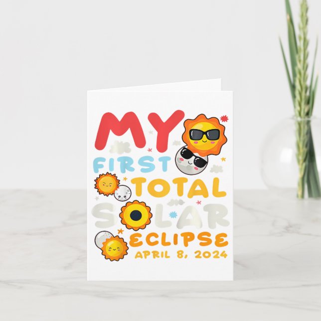 Cartão Meu Primeiro Eclipse Solar Total Abril 8 2024 Cria (Frente)