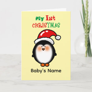 Cartão Meu Primeiro Natal Adorável Pinguim