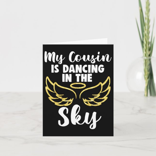 Cartão Meu Primo Está Dançando No Céu Asas Na Memória. (Frente)