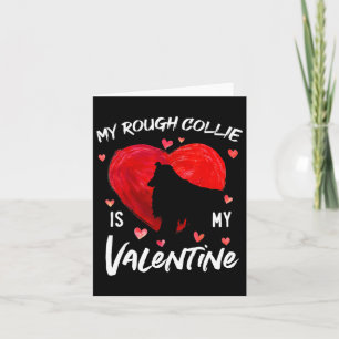 Cartão Meu Rough Collie é meu valentine hearts Rough Coll