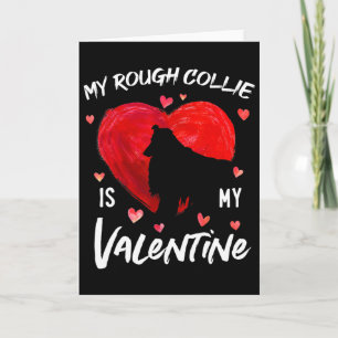 Cartão Meu Rough Collie é meu valentine hearts Rough Coll