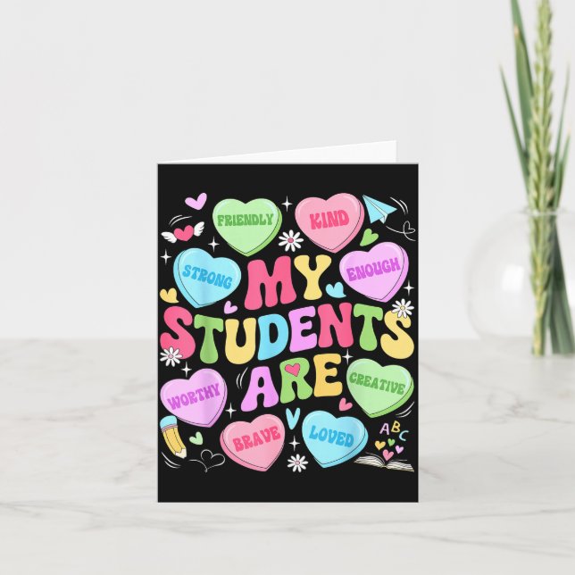 Cartão Meus Alunos São Valentines Professora Forte e Gent (Frente)