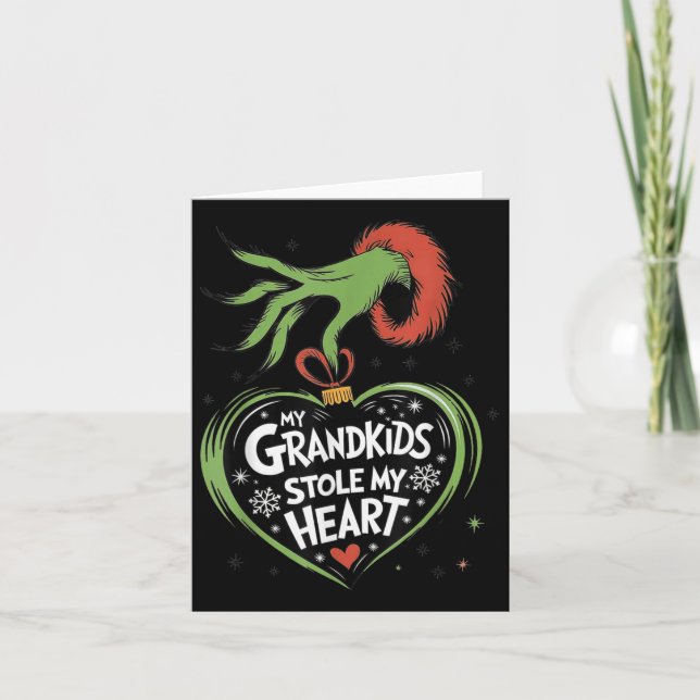 Cartão Meus Netos Roubaram Minha Família De Natal Cardíac (Frente)