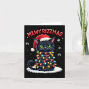 Cartão Mewy Rizzmas Papais noeis Engraçados Cat Mewing Pi