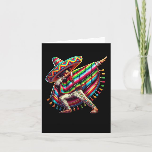 Cartão Mexicano Dabbing Poncho Cinco De Mayo Dab Fiesta B (Frente)