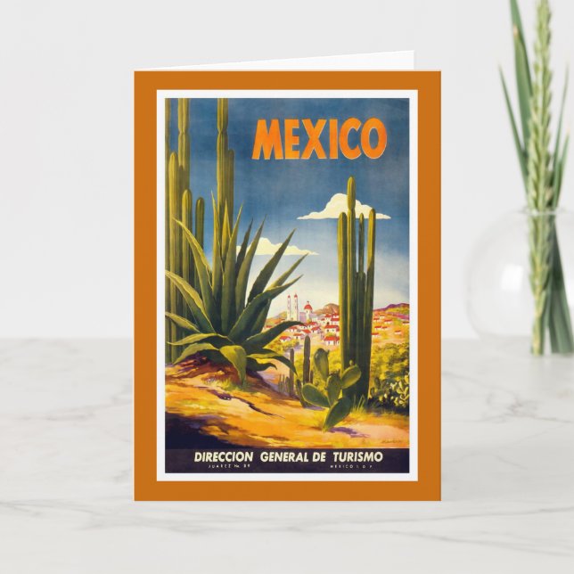 Cartão "México" Cartaz de Viagem Antigo (Frente)