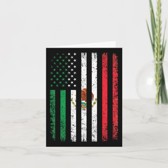 Cartão Mexico Flag Gift 4 De Julho Americano Mexicano (Frente)