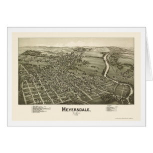 Cartão Meyersdale, mapa panorâmico do PA - 1900