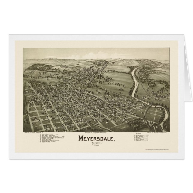 Cartão Meyersdale, mapa panorâmico do PA - 1900 (Frente Horizontal)