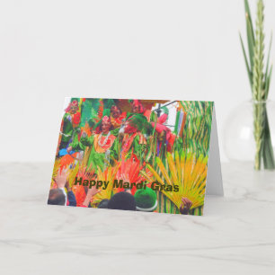 Cartão MG Boias e cavaleiros coloridos, Mardi Gras Feliz