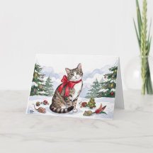Mia a Gata Festiva com Decoração de Feriado