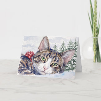 Cartão Mia meu gato em um país das maravilhas de inverno