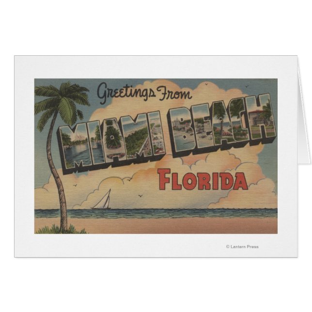 Cartão Miami Beach, Florida - Large Letter Scenes (Frente Horizontal)