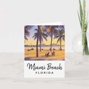 Cartão Miami Beach Flórida Vintage Watercolor Art
