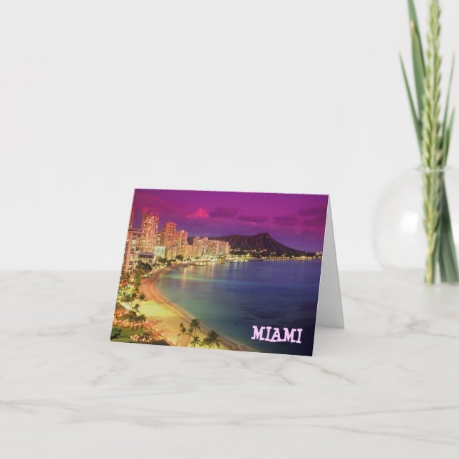 Cartão MIAMI BEACH, Florida 'WISH YOU WERE HERE' (Frente)