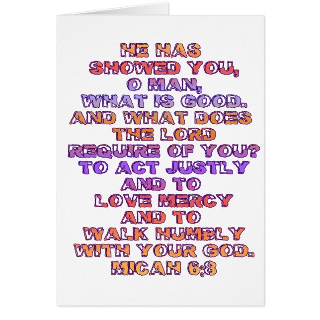 Cartão Micah 6:8 (Frente)