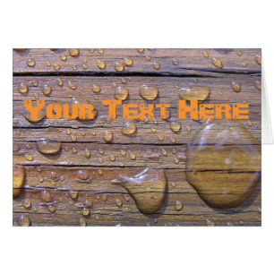 Cartão Miçanga da água na fotografia de madeira manchada