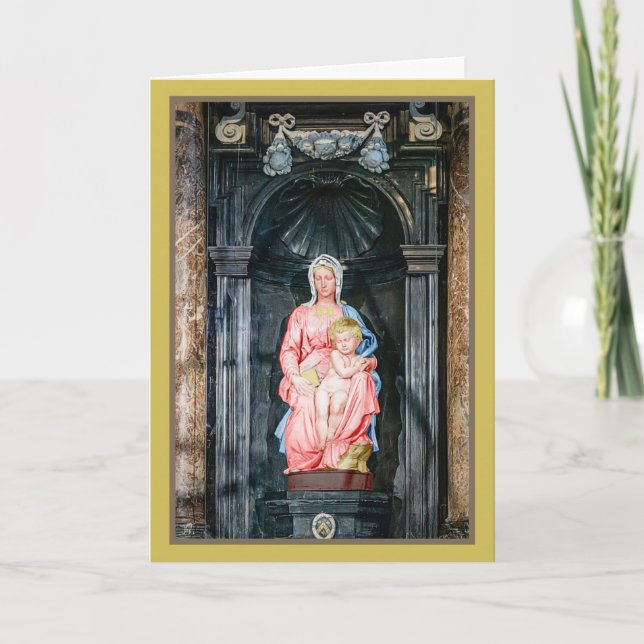 Cartão Michelangelo 1504 Madonna de Bruges Natal (Frente)