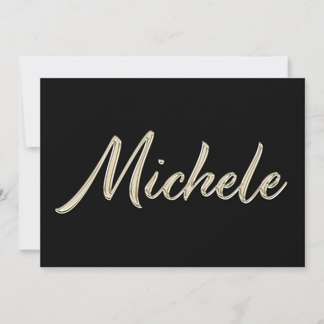 Cartão Michele Name white gold Handwriting Karte (Frente)