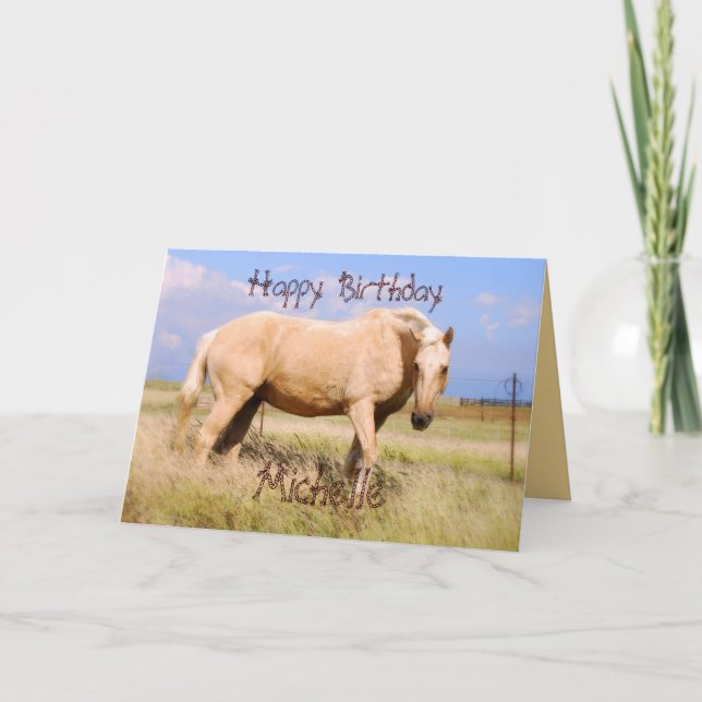 Cartão Michelle Happy Birthday Palomino Horse Card (Frente)