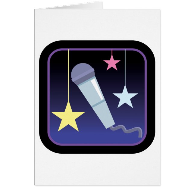 Cartão microfone de cantora e design de estrelas (Frente)