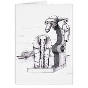 Cartão Microscópio e um elefante