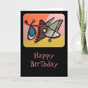 Cartão 'Mid-Century Modern Abstract, Butterfly' painting