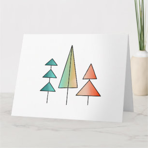 Cartão mid century modern rainbow trees blush teal simple