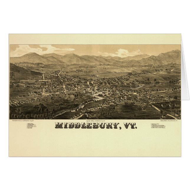 Cartão Middlebury VT 1886 (Frente Horizontal)