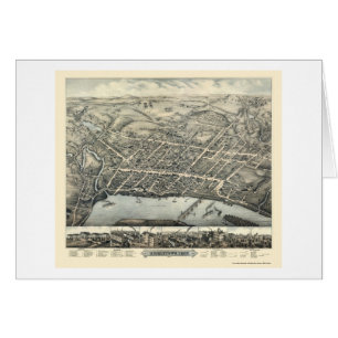 Cartão Middletown, mapa panorâmico do CT - 1877