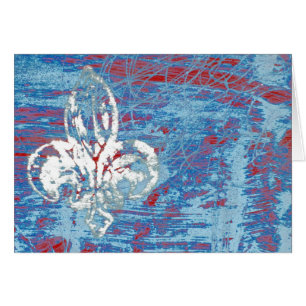 Cartão Mídia mista Fleur-de-lis, Vermelha, Branca, Azul,