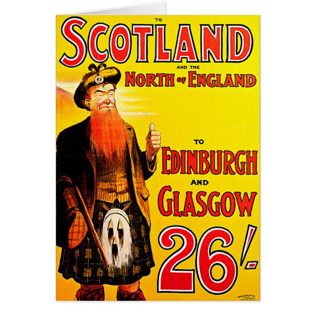 Cartão Midland Rail Scotland Bagpipe Kilt Viagem Art (Frente)