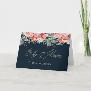 Cartão Midnight Bloom Floral Chá de fraldas obrigado voc