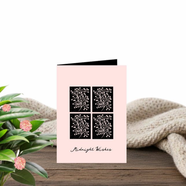 Cartão Midnight Garden Line Soft Pink Birthday (Criador carregado)