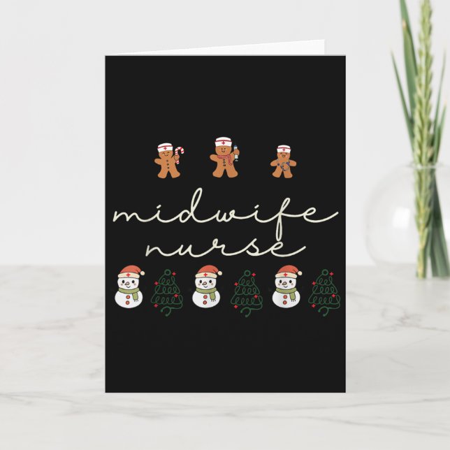 Cartão Midwife Nurse Christmas Gingerbread Nicu Hostal Pa (Frente)