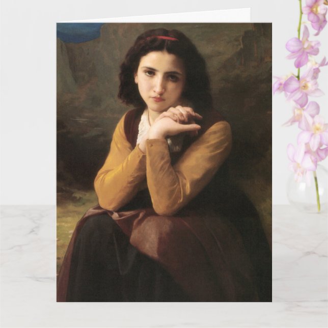 Cartão Mignon Innocence of Adolescent Girl, Bouguereau (Orquídea)