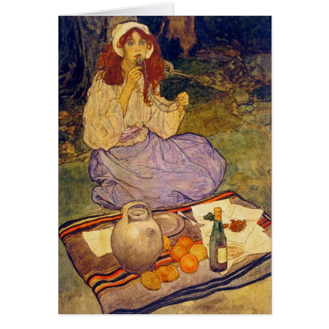 Cartão Miguela, ainda ajoelhada, coloque-a no lábio (Frente)