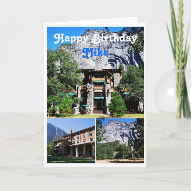 Cartão Mike Happy Birthday Ahwahnee Hotel Yosemite (Frente)