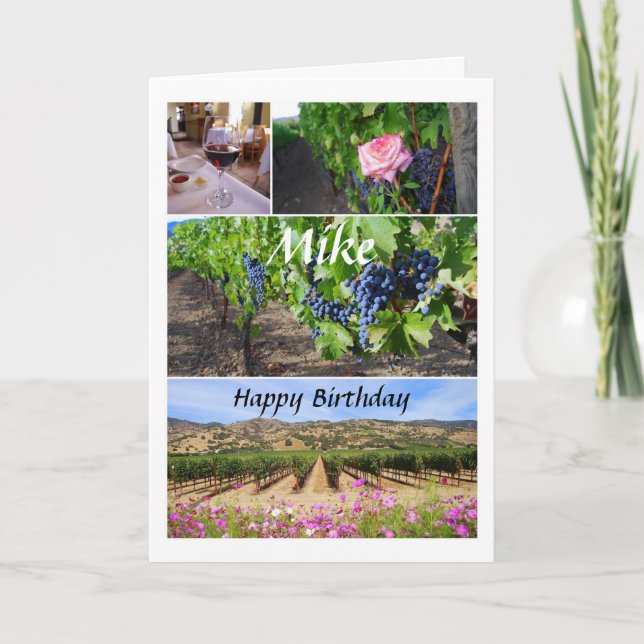 Cartão Mike Happy Birthday California Vineyards (Frente)