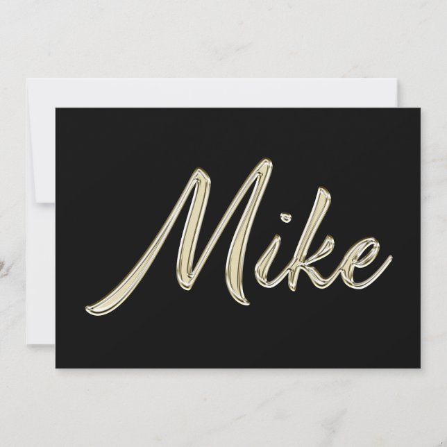 Cartão Mike Name white gold Handwriting Karte (Frente)