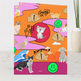 Cartão Mikitiez meow feira de gatos de verão