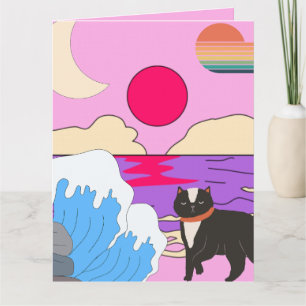 Cartão Mikitiez miami meow pôr do sol vintage