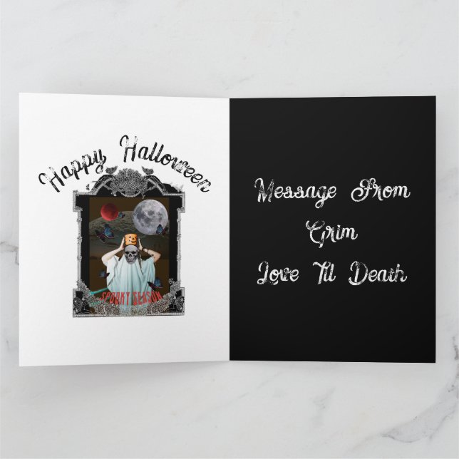 Cartão Mikitiez vibrações assustadoras halloween gótico v (Interior)