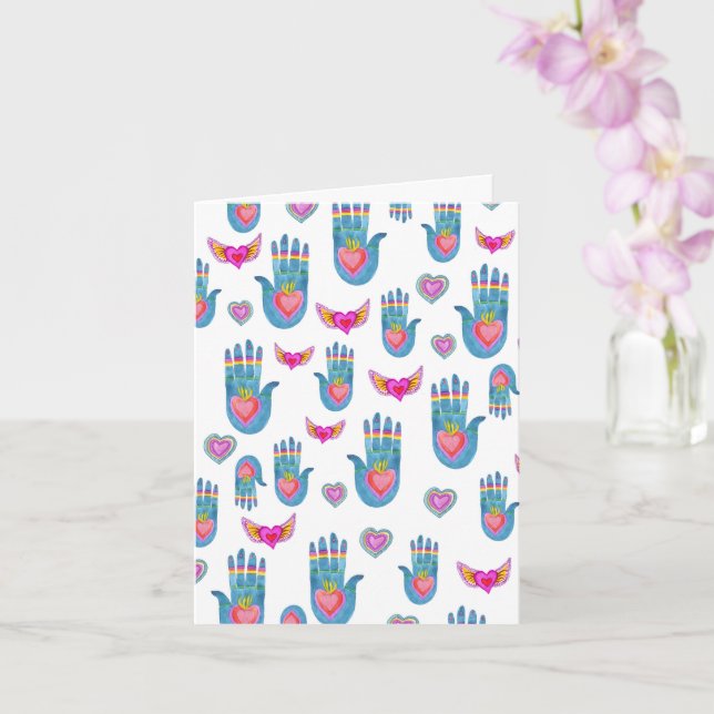 Cartão Milagros Flaming Hearts Watercolor Dias de os namo (Orquídea)