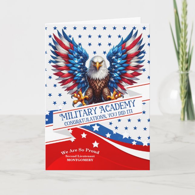 Cartão Military Academy Graduate American Eagle and Stars (Frente)
