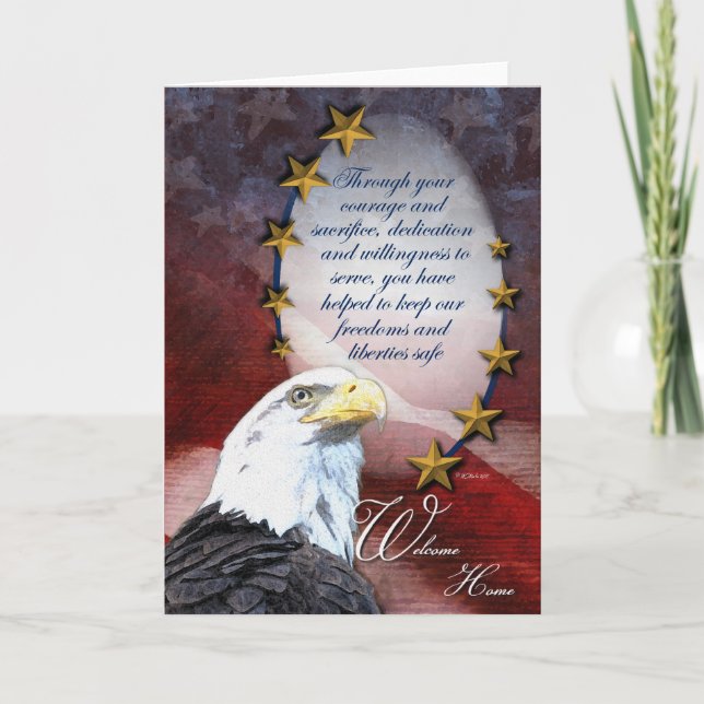 Cartão Military Bald Eagle Welcome Home Greeting Card (Frente)