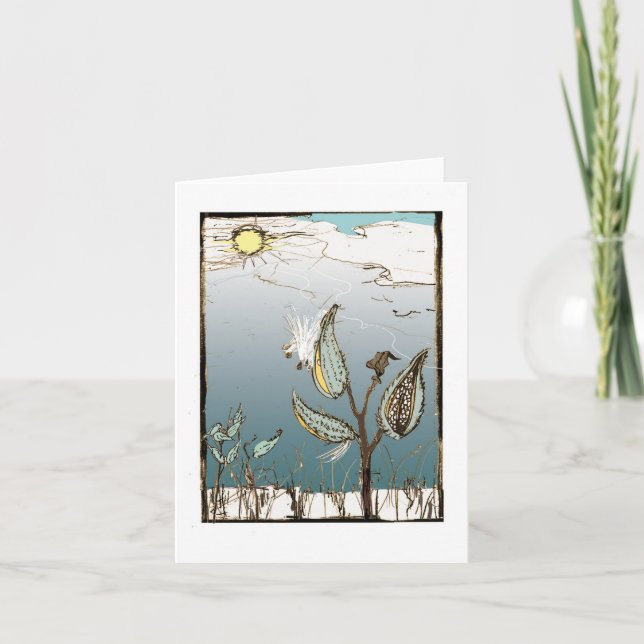 Cartão Milkweed no inverno (Frente)