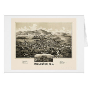 Cartão Millerton com Irondale, mapa panorâmico de NY -