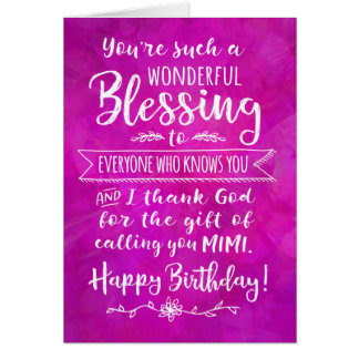 Cartão Mimi Birthday, você é uma Bênção